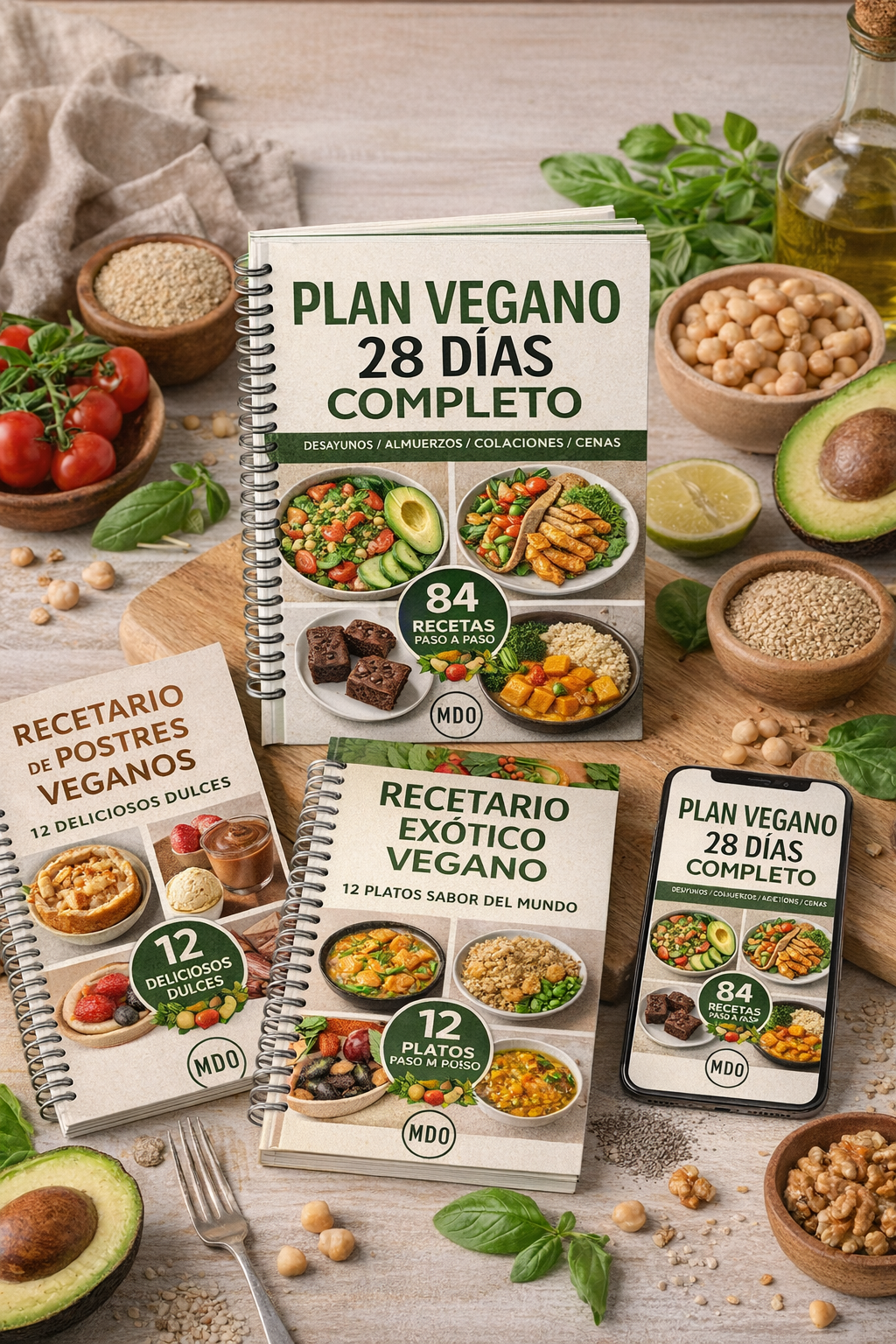 Super Combo Vegano: Plan 28 Días + Postres + Exótico